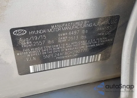 2016 Hyundai Sonata Se из США, поврежденный, VIN 5NPE24AF8GH290771
